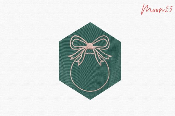 Elegant Christmas Bow Ornament Embroidery