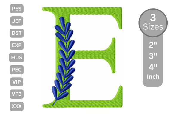Elegant Floral Alphabet Letter- E: A Holiday Embroidery Gem