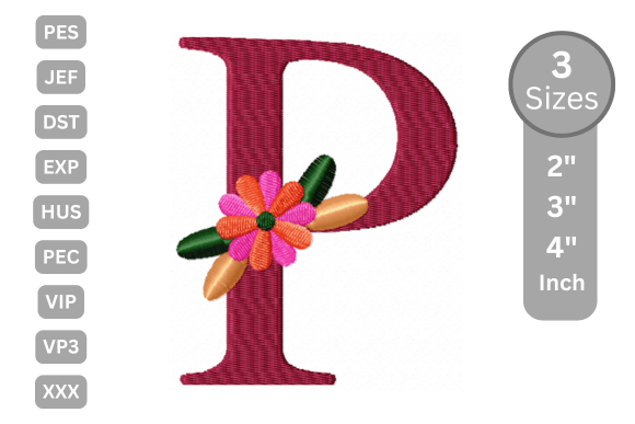 Floral Alphabet Letter - P: Apparel Design Review