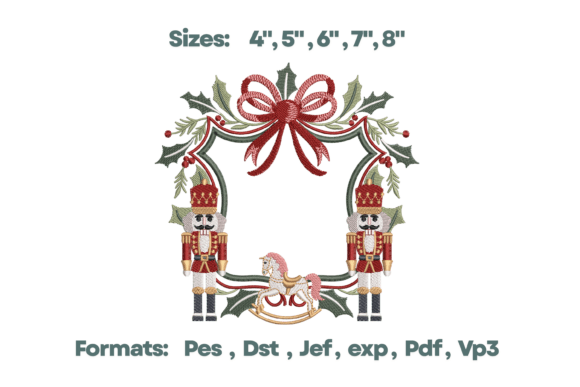 Nutcracker Frame Holly Monogram Embroidery