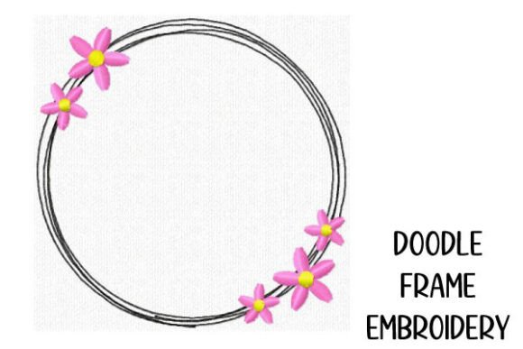 Round Doodle Frame with Flowers: A Spring Delight