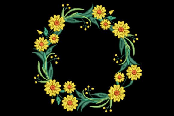 Yellow Floral Blank Frame: A Versatile Embroidery Design